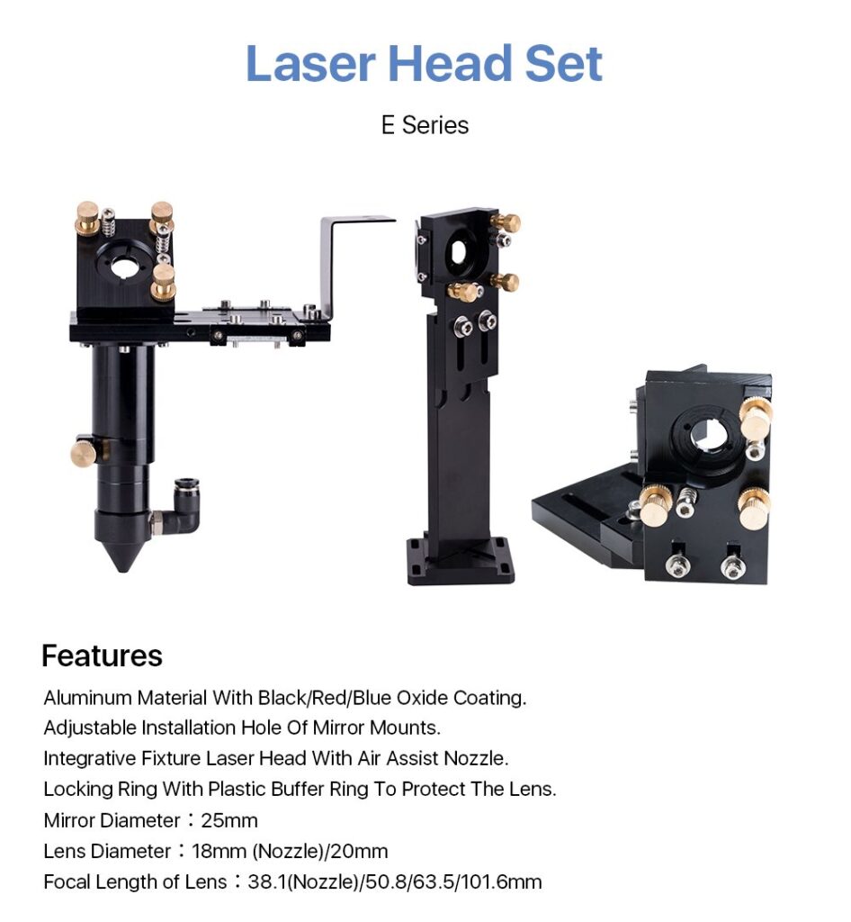 E Series Laser Head Set (Black) for Lens D20mm FL50.8 & 63.5 & 101.6 Mirror 25mm