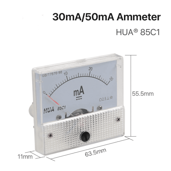 30mA 50mA Ammeter HUA 85C1 DC 0-30mA 0-50mA Analog Amp Panel Meter Current for CO2 Laser