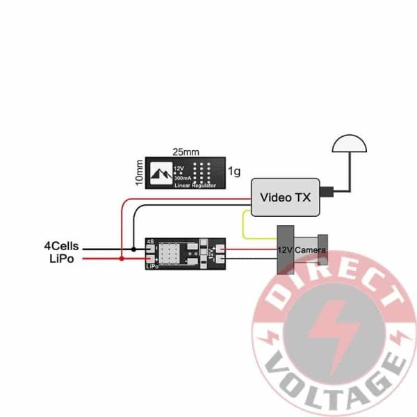 Matek 4S Lipo to 12V Linear Voltage Regulator