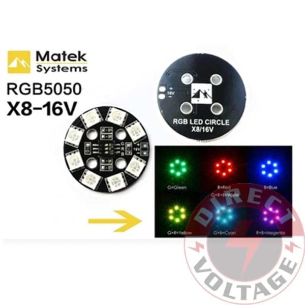 Matek RGB LED Circle Board 7-colors X8 16V For FPV RC Multicopter