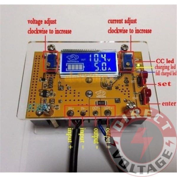 10A DC-DC Adjustable Step-down CC CV LCD Dual Display Power Supply Module+Shell