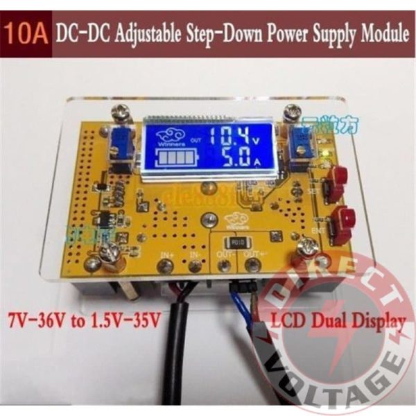 10A DC-DC Adjustable Step-down CC CV LCD Dual Display Power Supply Module+Shell