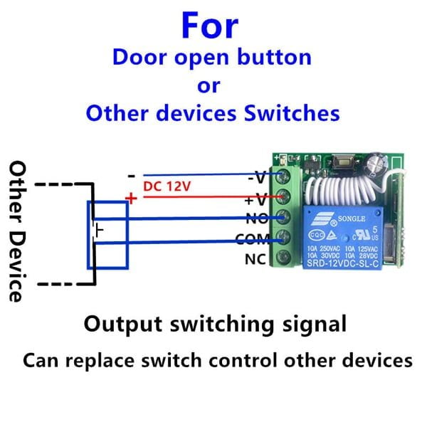 1 x 12V 1CH 433MHz Wireless Relay Switch Receiver