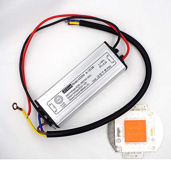 30W WHITE or FULL SPECTRUM LED with AC90-265V to DC26-36V LED Driver AC/DC Adapter Transformer Waterproof