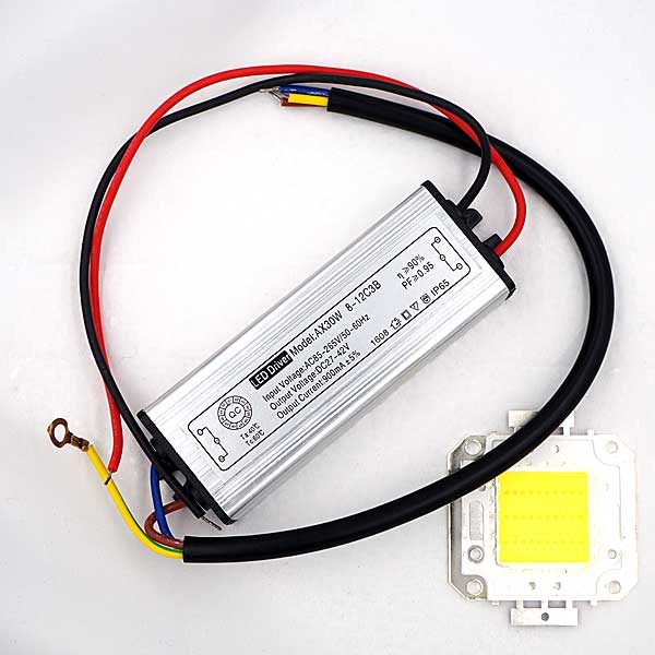 30W WHITE or FULL SPECTRUM LED with AC90-265V to DC26-36V LED Driver AC/DC Adapter Transformer Waterproof