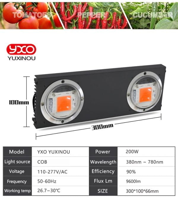 100W 200W 400W COB Led Grow Light Full Spectrum LED Grow Lamp For Vegetable Flower Indoor Hydroponic Greenhouse Plant Light