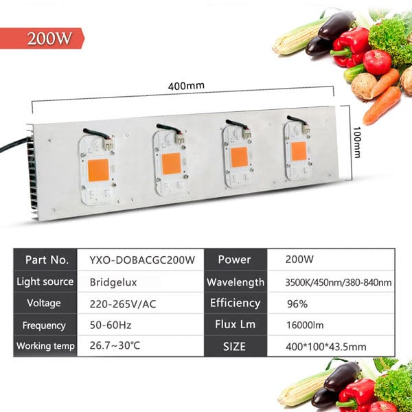 Led Grow Light Full Spectrum 110V 100W 200W COB DOB for Indoor Hydroponics