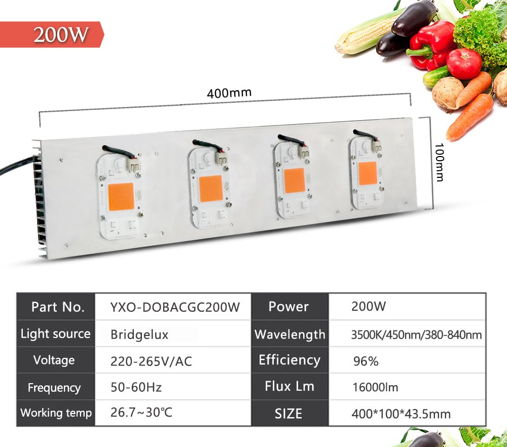 Led Grow Light Full Spectrum 110V 100W 200W COB DOB for Indoor Hydroponics