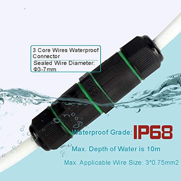IP68 Inline Cable Wire Connector Waterproof Electrical 16A Socket Junction Box 