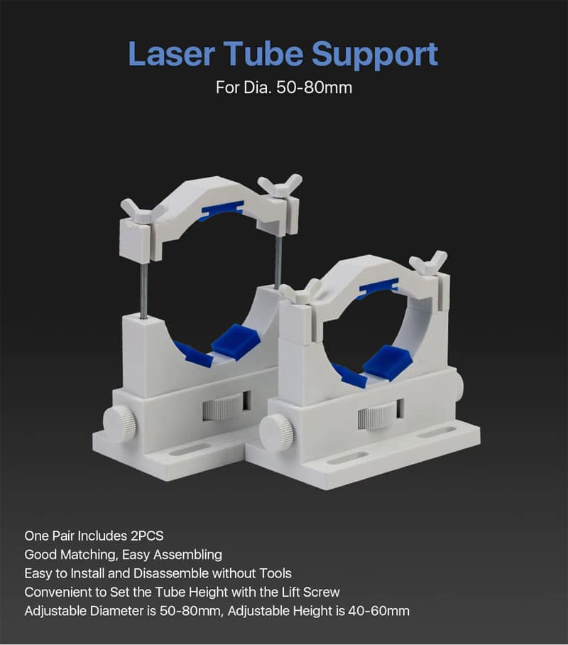 Cloudray Co2 Laser Tube Holders Flexible Dia.50-80mm Plastic Tube Support Rack for 50-180W Laser tube 1 Pair