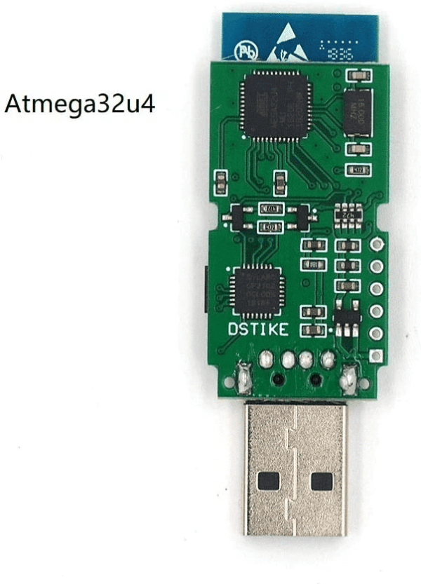 DSTIKE WIFI Duck. A microcontroller acts as a USB keyboard that is programmable over WiFi.