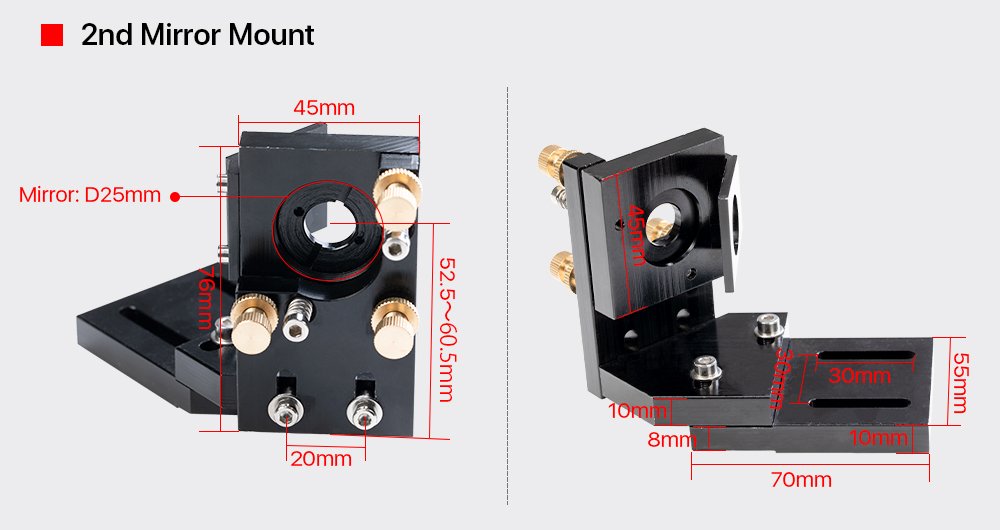 E Series Laser Head Set (Black) for Lens D20mm FL50.8 & 63.5 & 101.6 Mirror 25mm