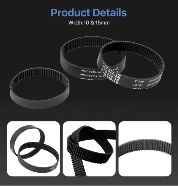 2PCS HTD 3M Closed Loop Belt Rubber Timing Belt