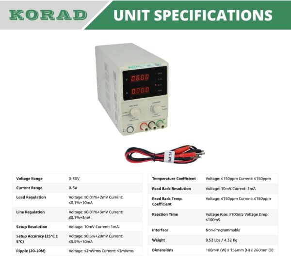 Korad KD3005D High Precision Laboratory Digital Adjustable Linear DC Power Supply