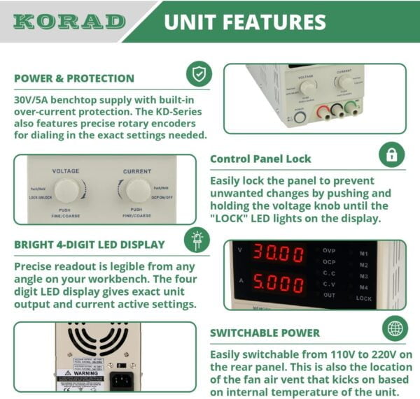 Korad KD3005D High Precision Laboratory Digital Adjustable Linear DC Power Supply