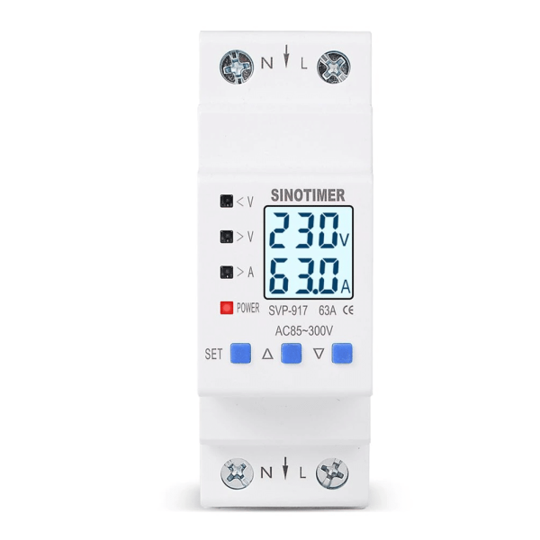 Sinotimer 63A/80A Adjustable LCD Digital Under Voltage Over Voltage Protector with energy monitor
