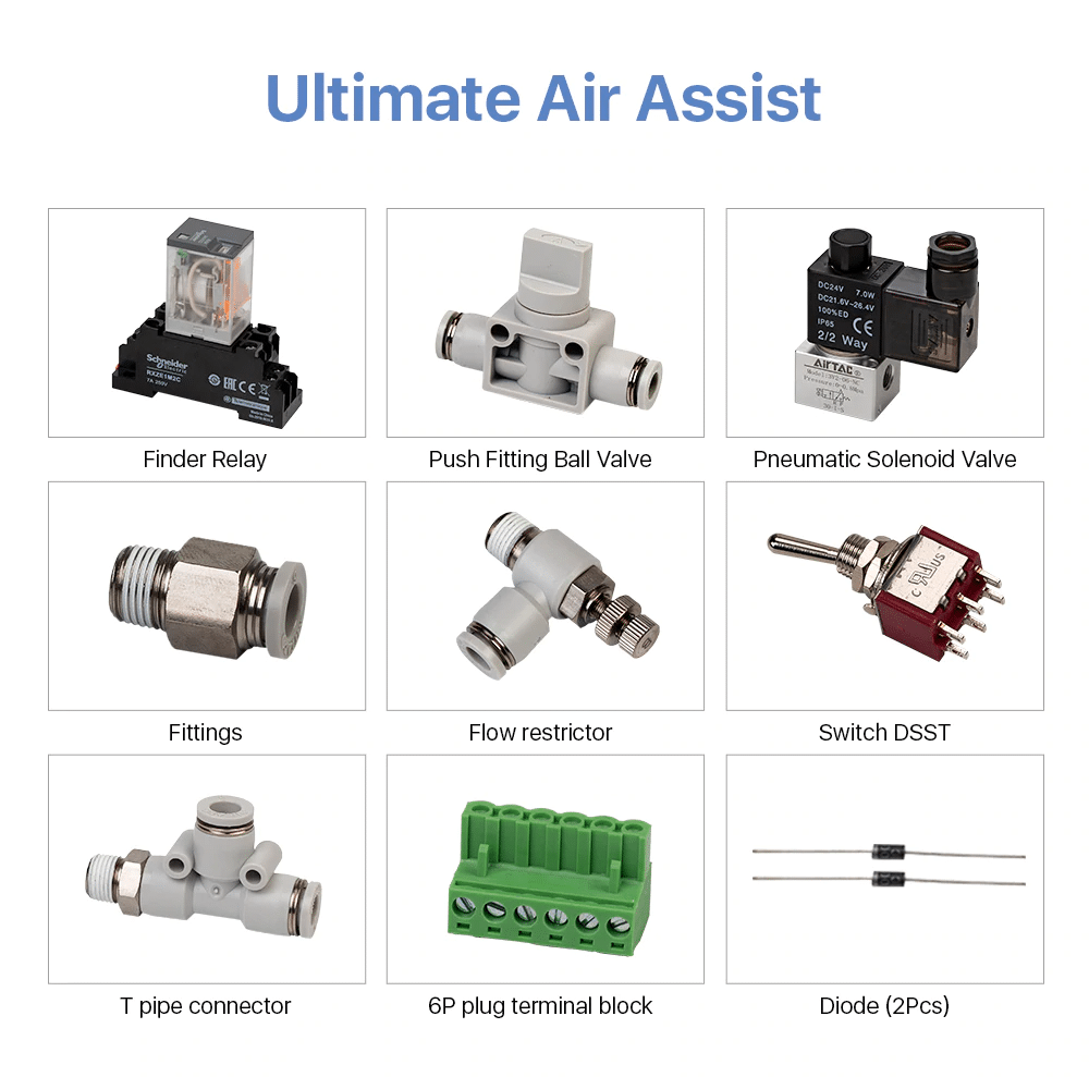 Air Compressor automatic switch function. Adapt to Ruida Controller RDC6442/6445G. Airflow Automatic Adjustment for Cutting & Engraving. Manual / Automatic Mode Switching.