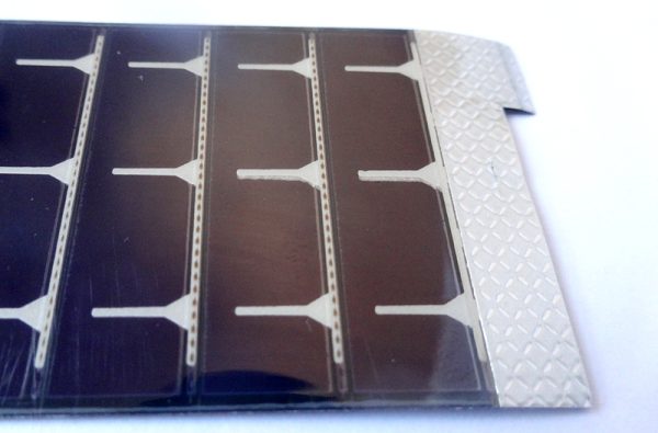 2PCS PowerFilm SP4.2-37 Solar Module, Flexible Thin-Film, 4.2 Volt, 22mA PowerFilm Wireless Electronic modules are lightweight, paper-thin, and durable. Their thin profile enables them to be easily integrated with devices for solar recharging or direct power. Solar modules are used for OEM parts and products where an integrated power source is needed. Modules in the PowerFilm Wireless Electronics Series offer a new opportunity to solve the old problem of limited power for wireless electronics in both portable and remote electronic applications. These small flexible modules can be used in a variety of electronic applications. Each module offers 22mA at 4.2V when exposed to full sunlight. Use for integration in OEM parts or products where a solar power source is needed. Perfect for models, prototypes, or inventions requiring power. Great for hobbyists! Features: setpoint : 22mA at 4.2V open circuit : 5.9V shart circuit : 30mA Max : .0924W Size: 3.6" x 1.45" SP4.2-37 Series Instruction Leads and Testin The leads on the modules in the PowerFilm® Wireless Electronics Series are the copper tape strips located at each end of the solar module. Remember to check the Polarity! To test the module using alligator clips for the connection to the tester, ensure the clips make direct contact with the copper tape. The coating over the copper tape will likely need to be scraped away to ensure direct contact. Connecting the Module to a Load Connection methods include soldering, crimping, or using alligator clips. Remember to check the Polarity! Module Polarity Information It is extremely important to recognize the correct polarity of the PowerFilm® modules! The positive end of the solar module is shown in the diagram below. A diode, such as 1N5817, is recommended to prevent the solar module from draining the battery when the solar module is in the dark. A diode is not required for a battery-free electrical device. The positive end of the module connects to the positive end of the load. The negative end of the module is also shown in the diagram and should be connected to the negative end of the load. The recommended connector wire size is a minimum size of 24 gauge. As an extra measure, connect the solar module to a digital multimeter for polarity (+,-) identification. On solar modules with copper tape leads, remove a small piece of the clear coating that is on top of the copper tape to ensure good contact between the alligator clips of the digital multimeter and the copper tape Soldering The solar modules should be soldered from the front. The positive copper contact is on one end and the negative is on the other end (see the section on Polarity). Use the hot tip of the soldering iron to melt through the clear coating over the copper tape. Be careful not to burn through more than just the thin clear coating. Burning too deeply can damage the solar module. Although not necessary, it is possible to remove a small piece of the clear coating with a sharp knife prior to soldering to the copper tape. Good contact can be made by melting and depositing a dot of solder to the exposed copper tape. Use a low-temperature soldering iron adjusted to about 600 to 650 degrees (F). It is also acceptable to solder directly to the copper tape, without using a solder dot. Crimping A pressure method of mechanically securing a terminal, splice, or contact to the copper strips may be used. Alligator Clips Although not the most secure connection option, alligator clips may be used Fastening the Module The modules may be fastened in several ways: Epoxy, silicon, super glue, 3M super 77 spray, double-sided acetic tape, etc. Be sure to choose adhesive based on the material to which module is being attached. Also, be careful not to get any adhesive on the front side (dark side) of the module since it will degrade overall performance. Connecting Modules for Higher Operating Voltage and Current You can parallel and series connect solar modules to achieve higher voltage (series connected) or higher current (parallel connected). However, only put like modules together. Parallel connecting two similar modules will double the output current and series connecting three identical modules will triple the output voltage. Warning! We do not recommend a series connecting solar modules for an output voltage greater than 48V. Voltages above this can be deadly The diagram below graphically demonstrates parallel and series-connected solar modules: