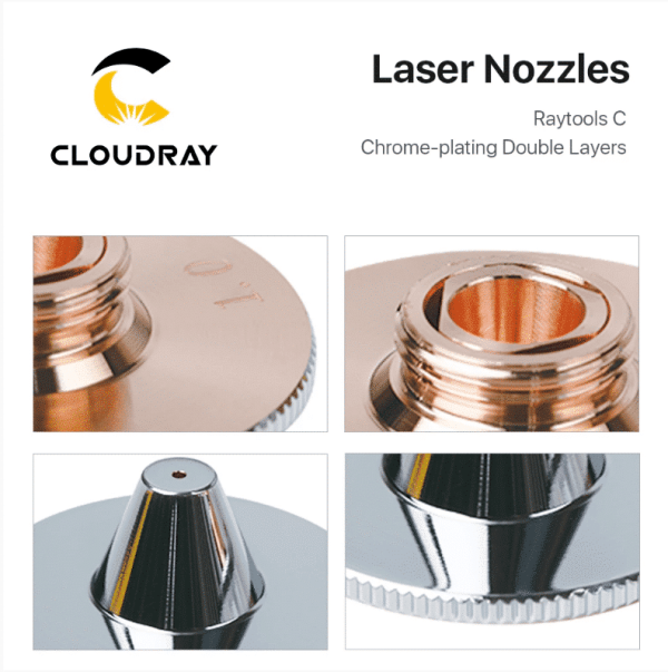 Cloudray Raytools C Type TQ Nozzles Dia.32 H15 Double Layers Chrome-Plated Caliber 0.8-5.0mm for Cutting Head